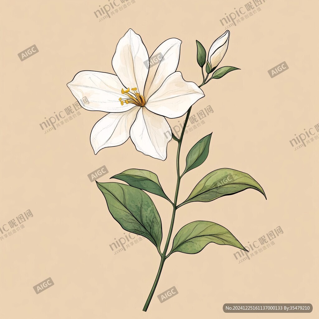 插畫白芍