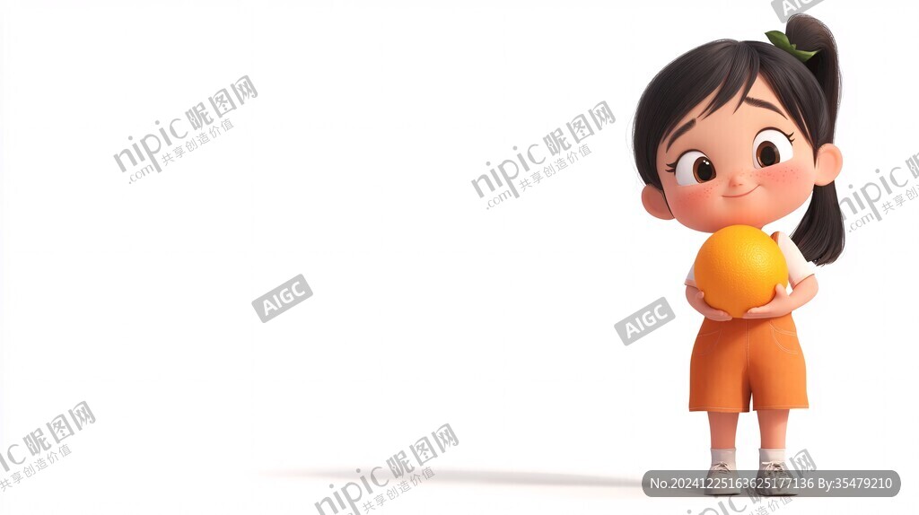站在芒果上的小姑娘