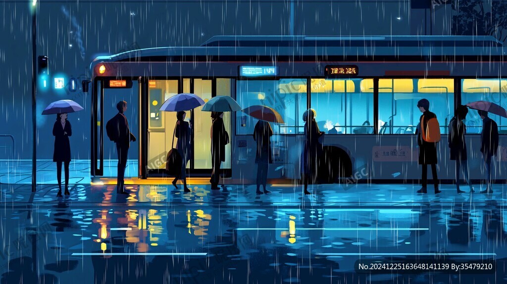 雨中車站