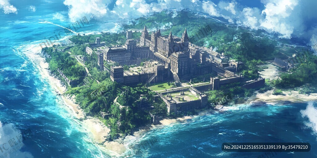 海島海邊城堡美景