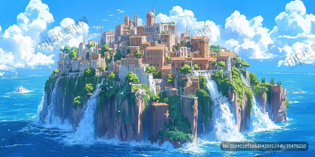 海島海邊城堡美景