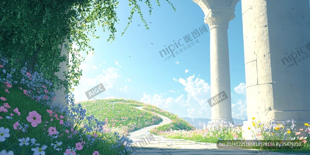唯美夢幻花田場景