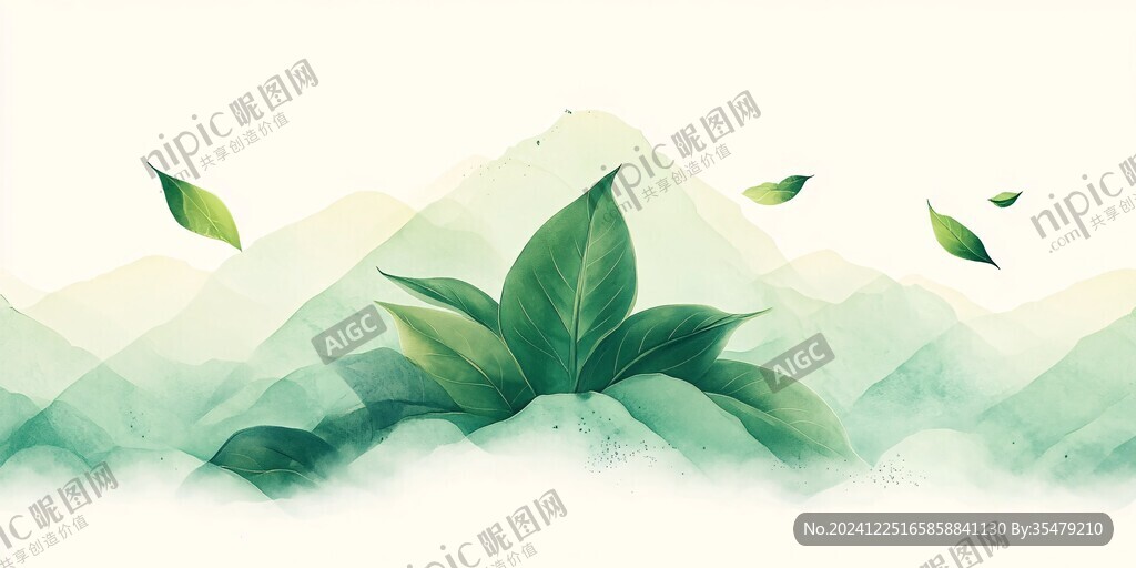 綠茶茶葉包裝插畫
