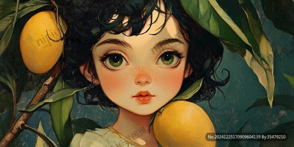 水果姑娘插畫繪畫