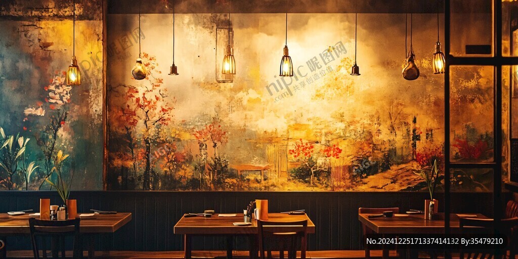藝術(shù)餐廳背景墻