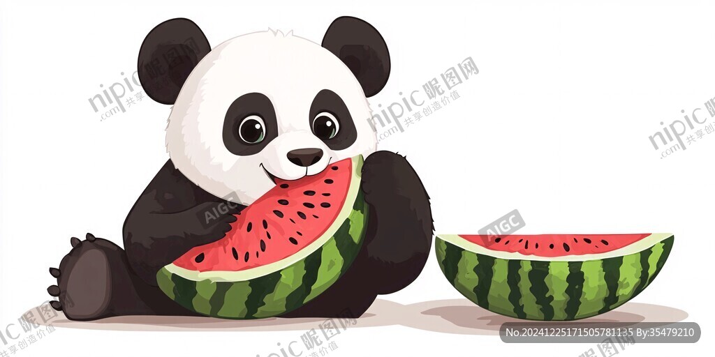 吃西瓜的熊貓
