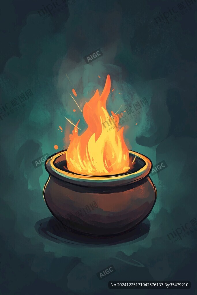 圍爐插畫