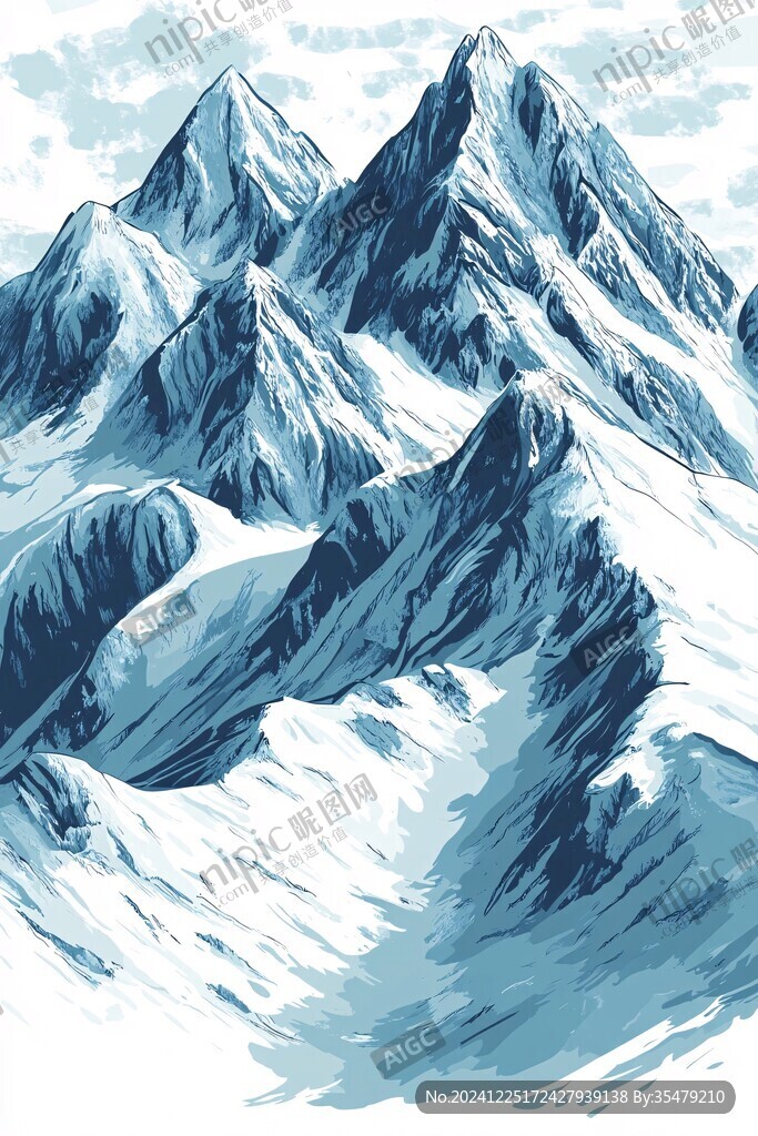 手繪雪山