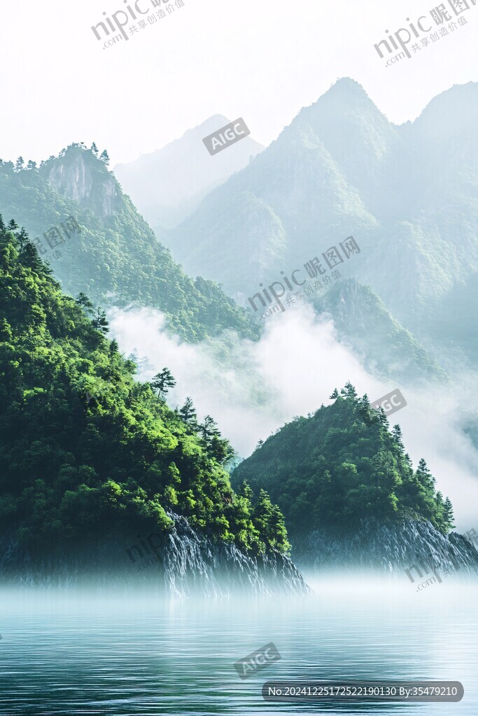 禪意山水山峰云霧風(fēng)景