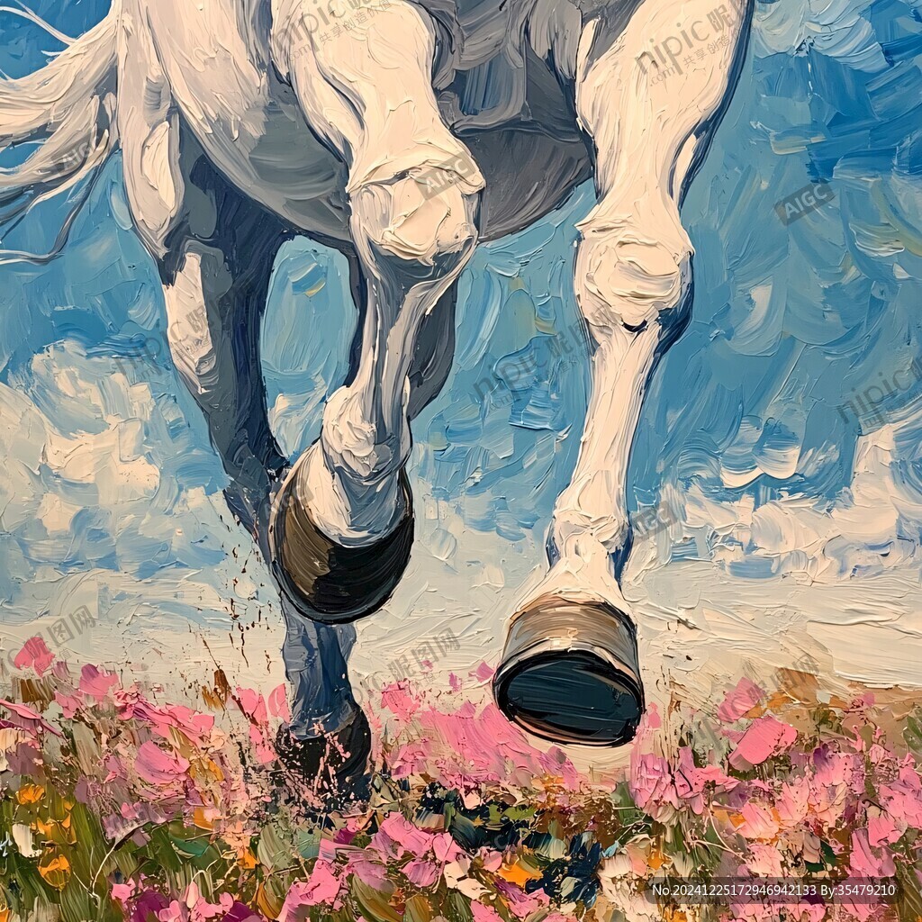 油畫白馬