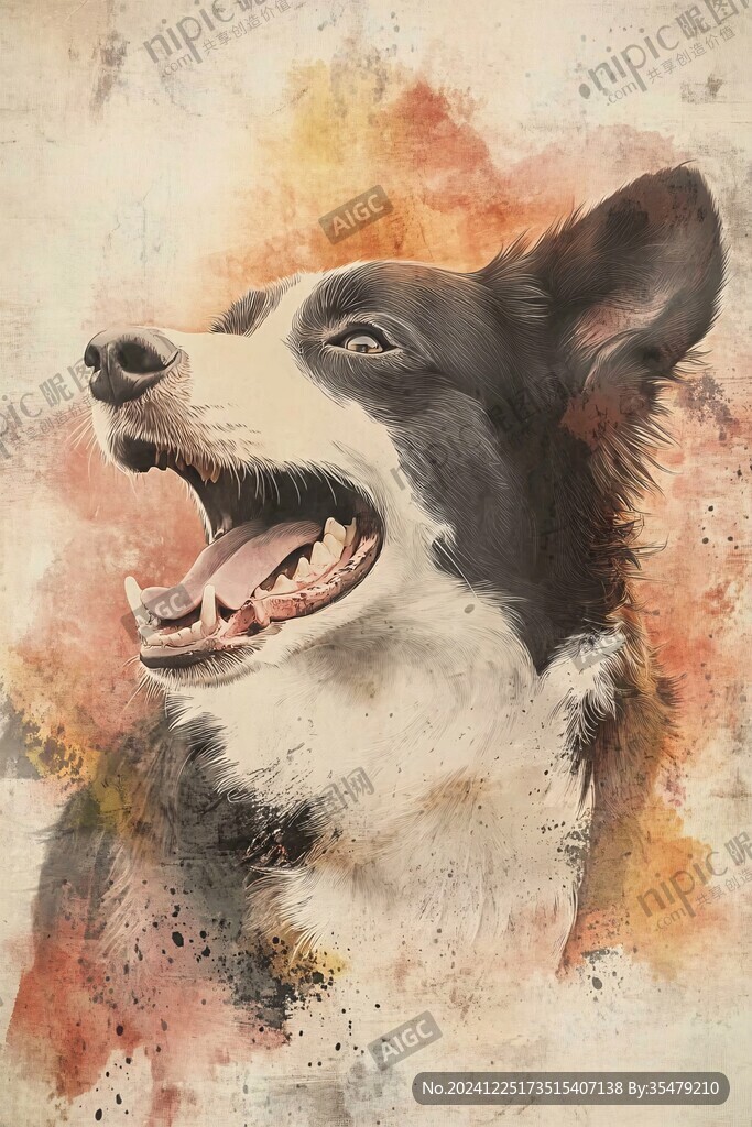 手繪狗狗插畫海報