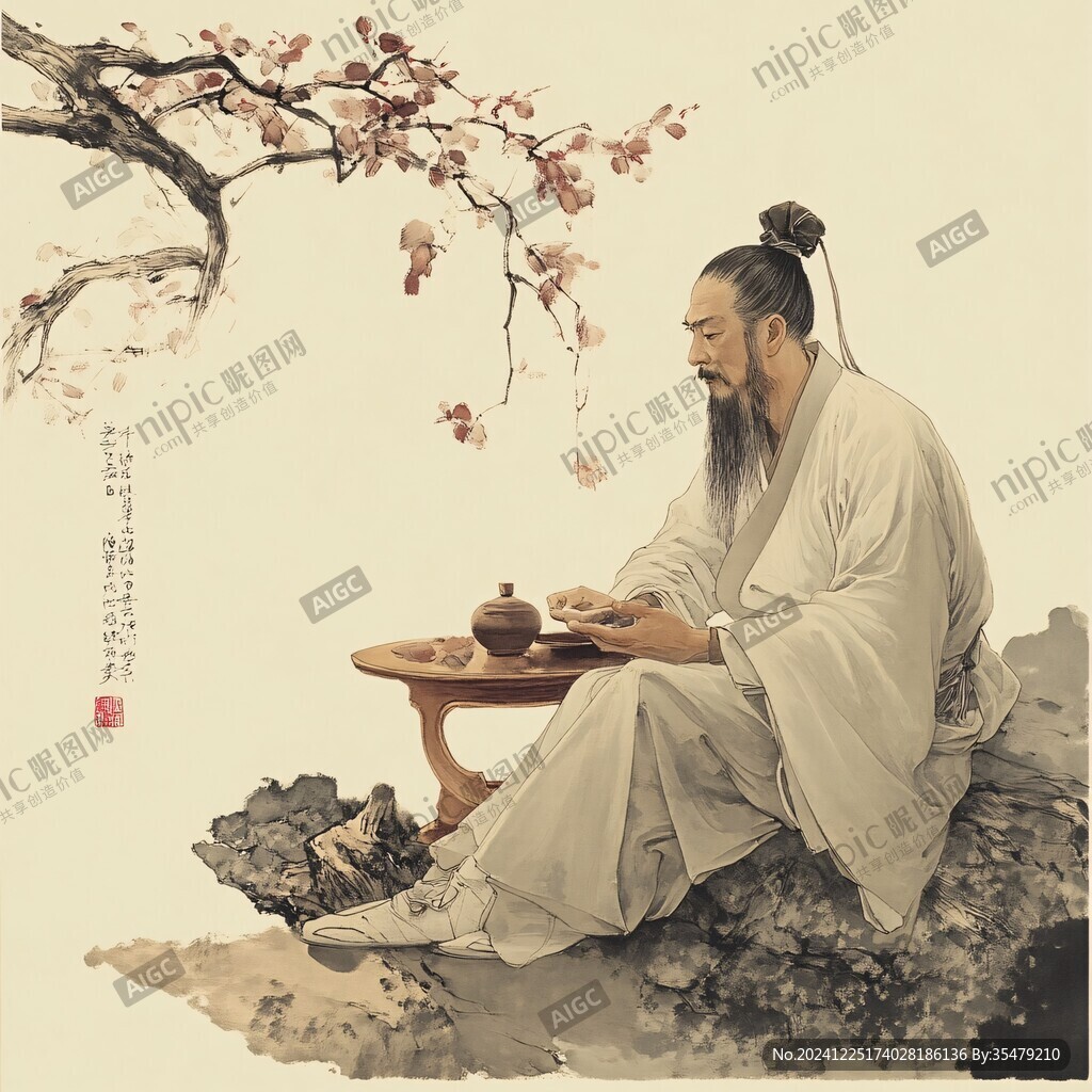 品茶人物畫