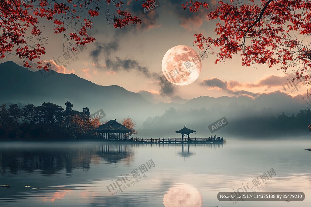 意境中秋意境山水