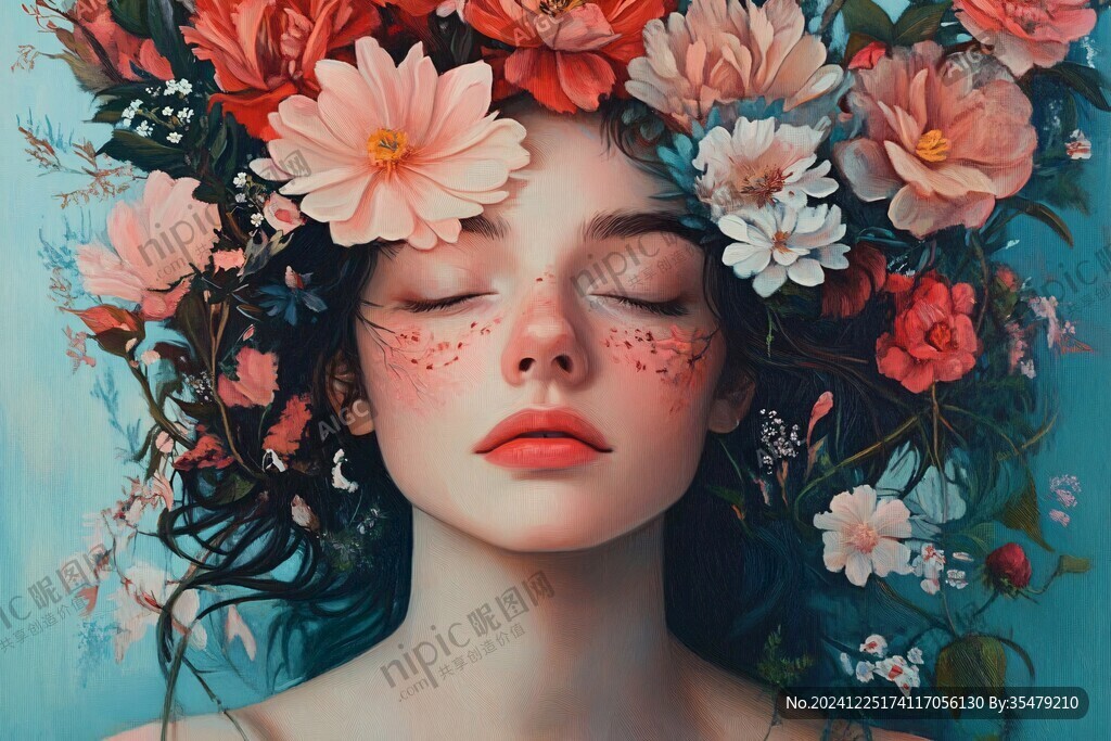 唯美少女與花系列