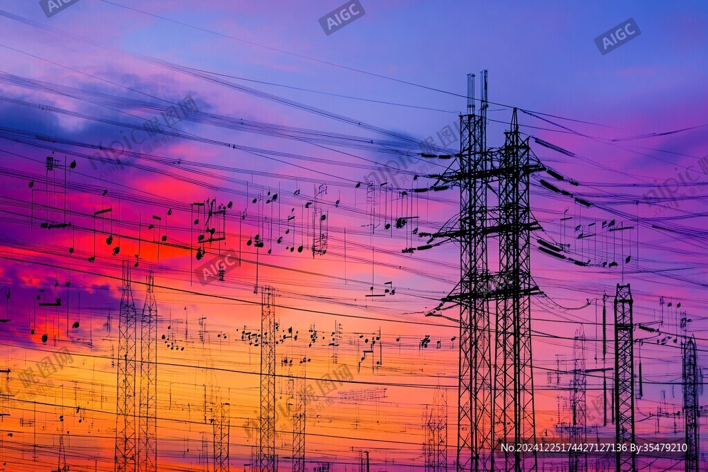 夕陽下的電網