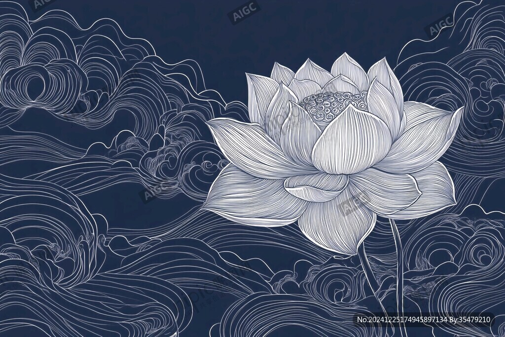 藍蓮花插畫