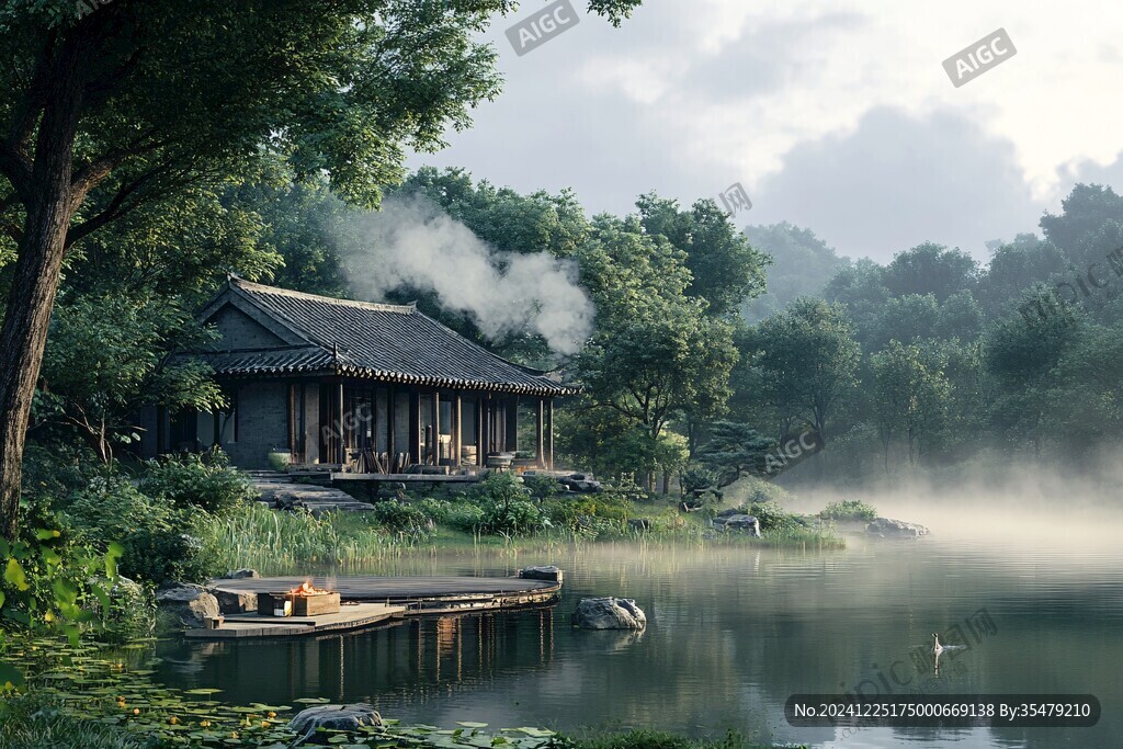中式園林霧森