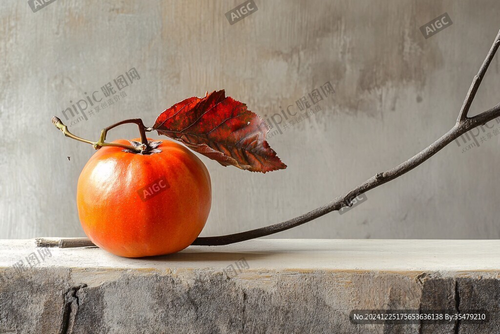 枯枝紅柿