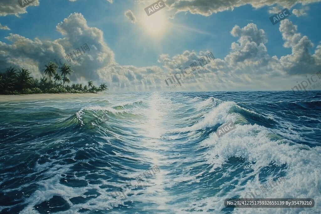 大海高清油畫