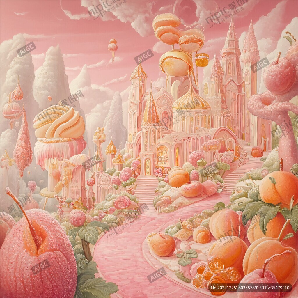 粉紅宮殿插畫幻想