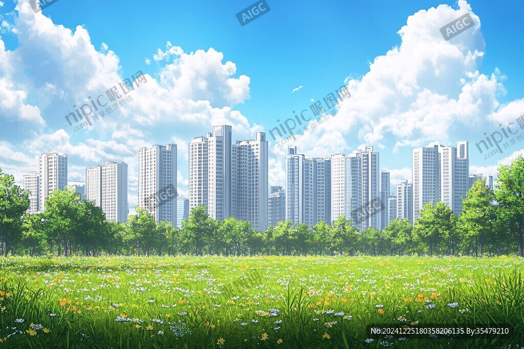 藍天白云綠化城市