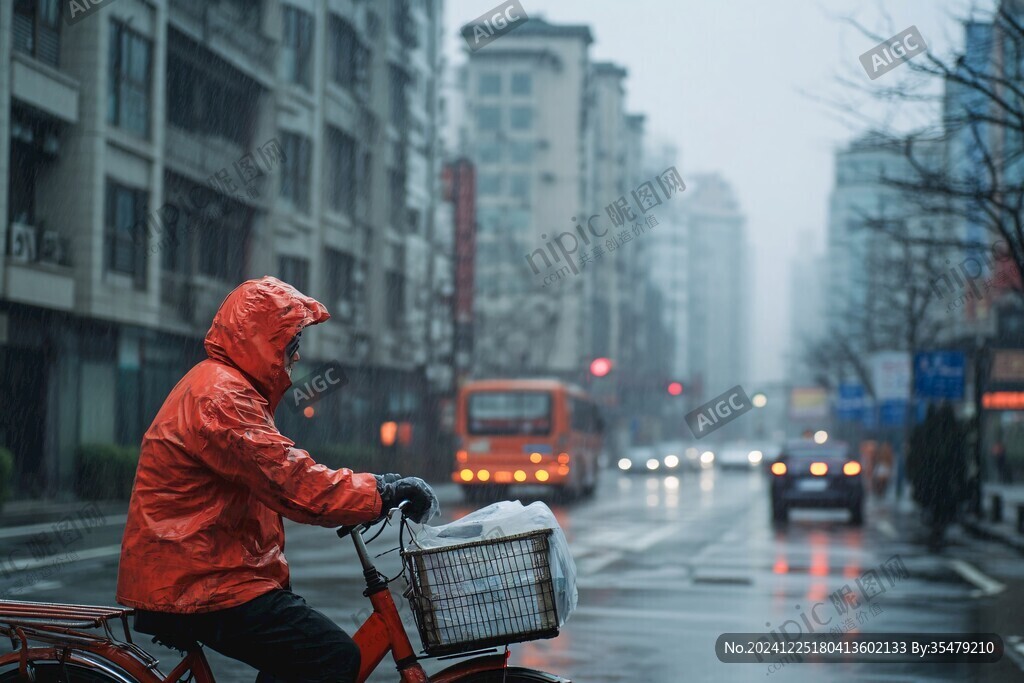 雨中送外賣