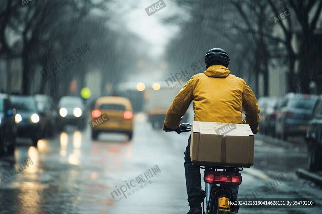 雨中送餐