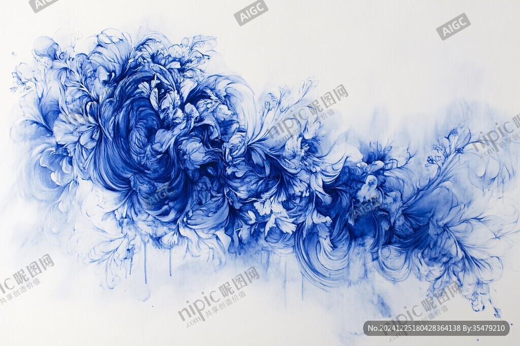 噴墨青花牡丹