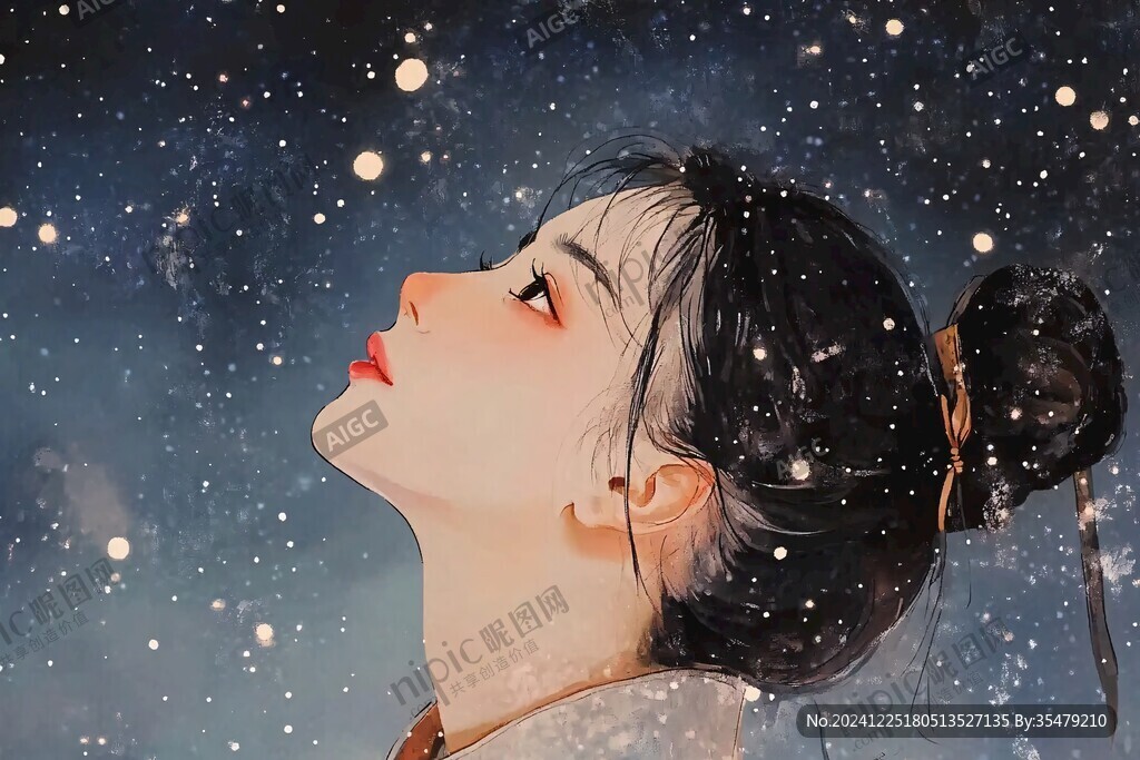 水彩風(fēng)漢服美女