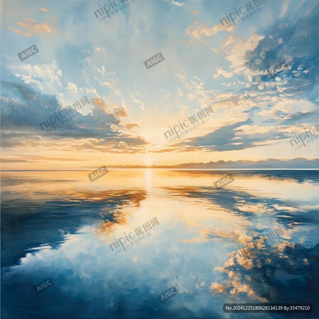 海面倒影霞光美景