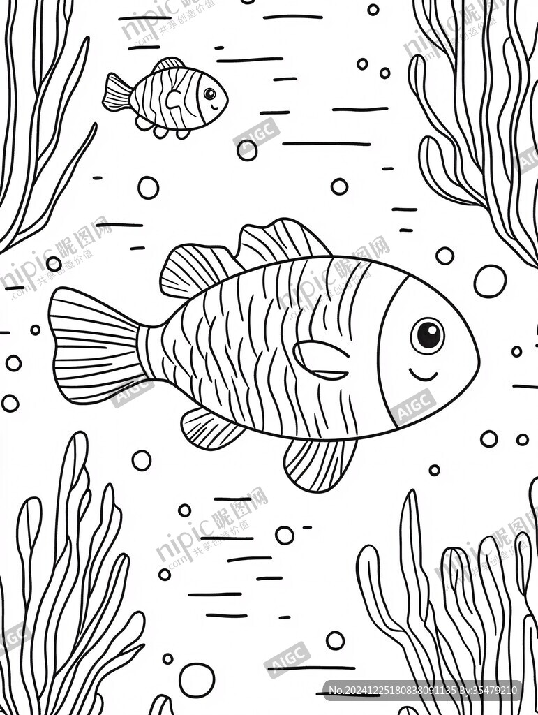 線描小魚
