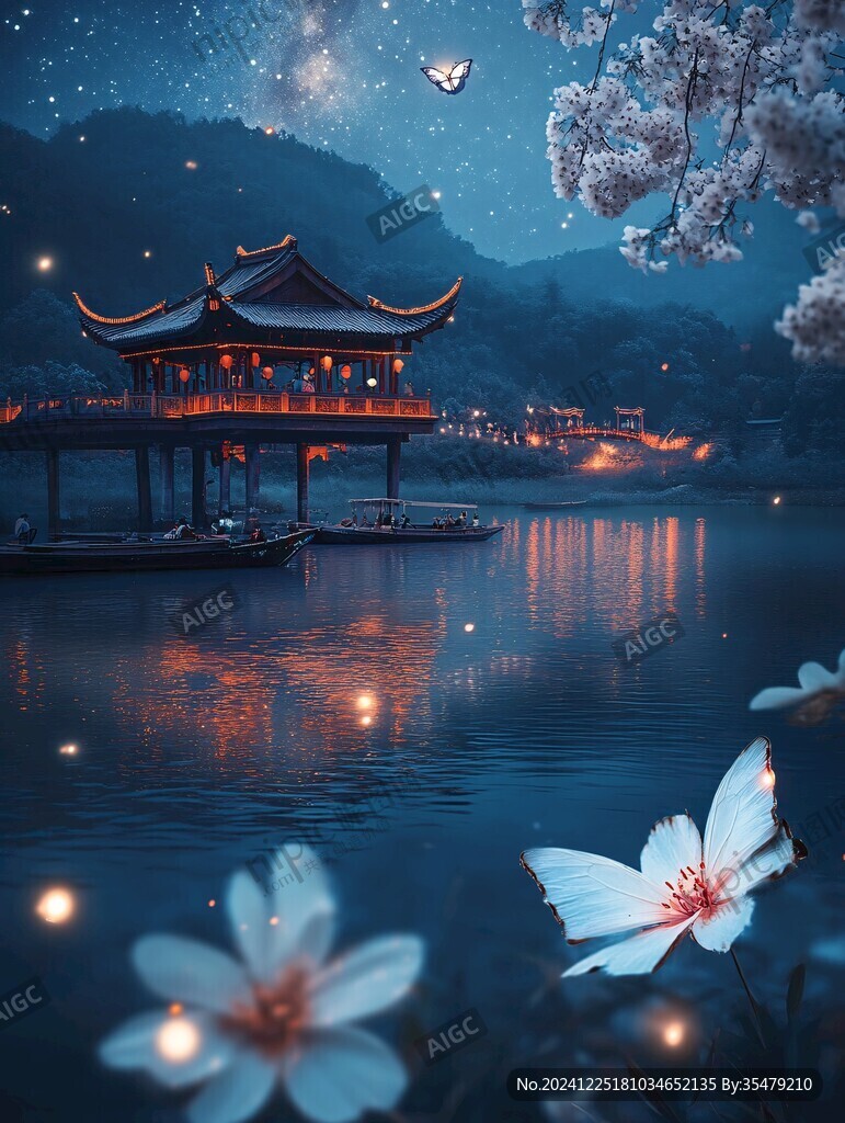 插畫愛(ài)晚亭