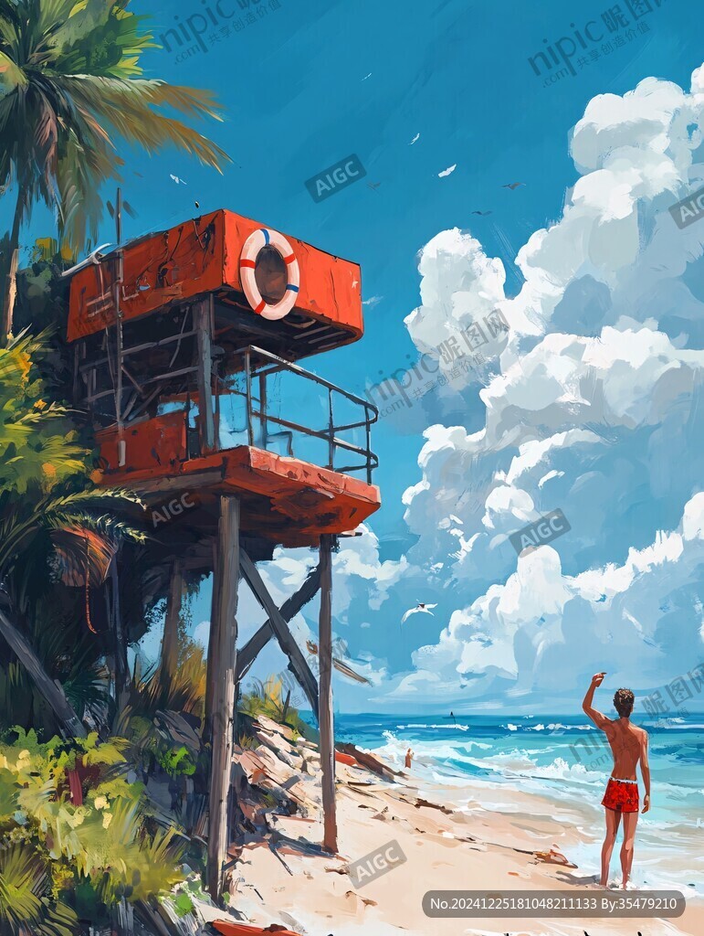 插畫海邊