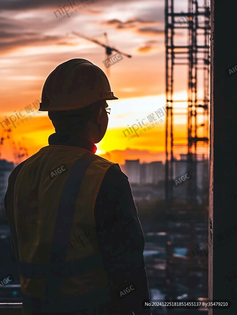 夕陽下的工人
