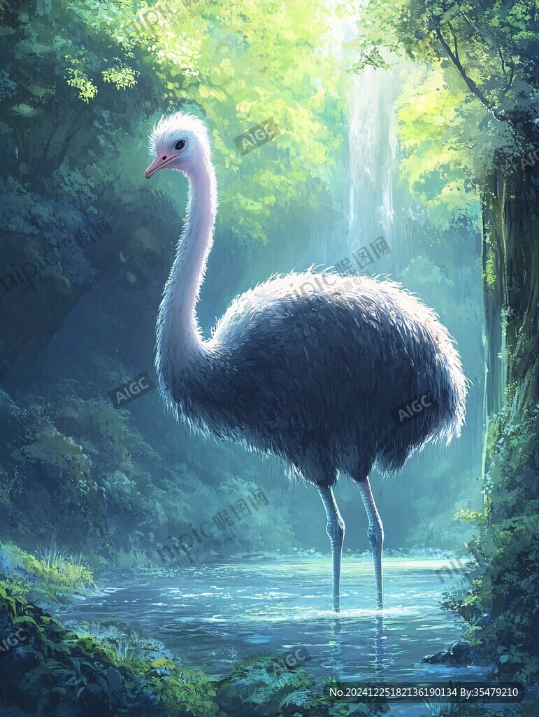 火烈鳥目鳥類油畫