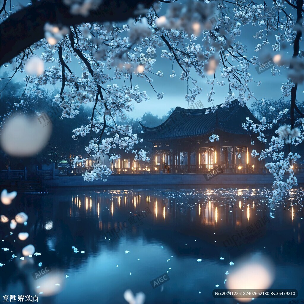唯美櫻花夜景
