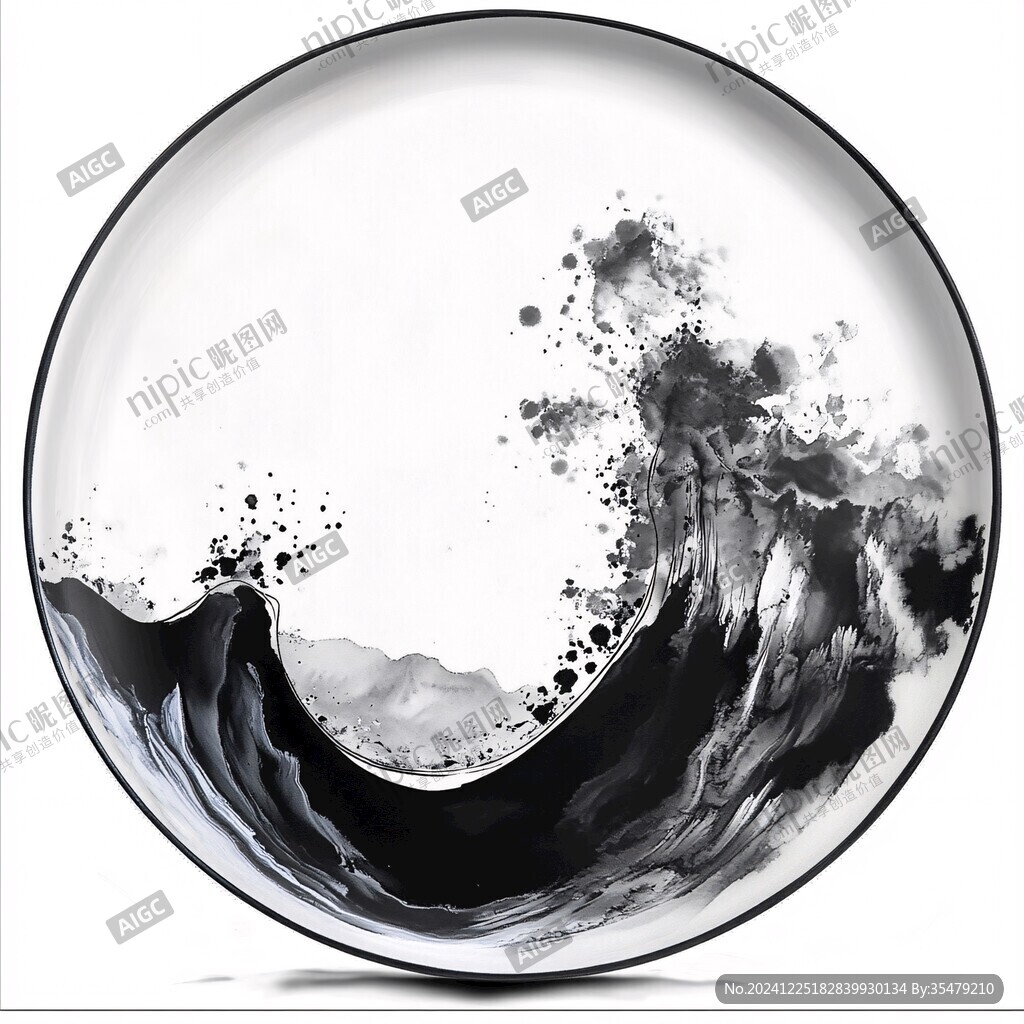 圓形水墨意境裝飾畫
