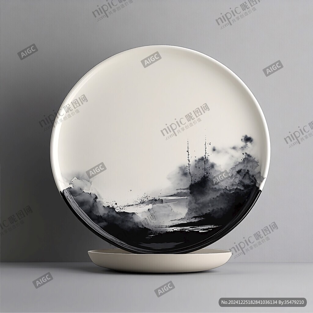水墨山水瓷器