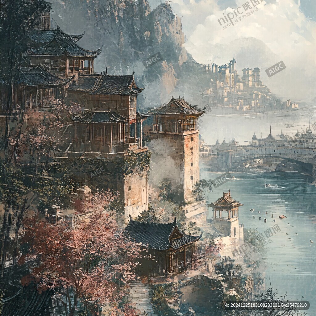 古風(fēng)裝飾畫藝術(shù)城市