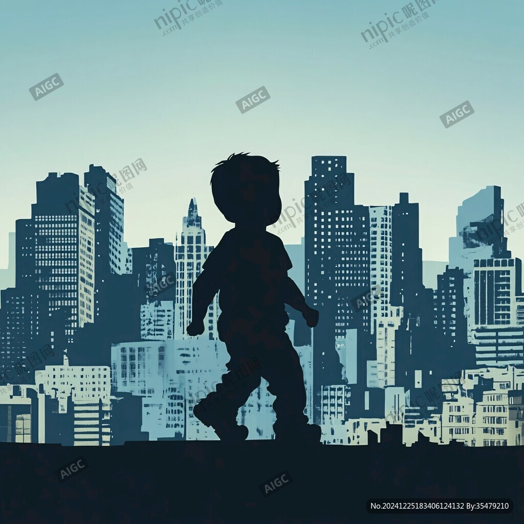 城市兒童剪影