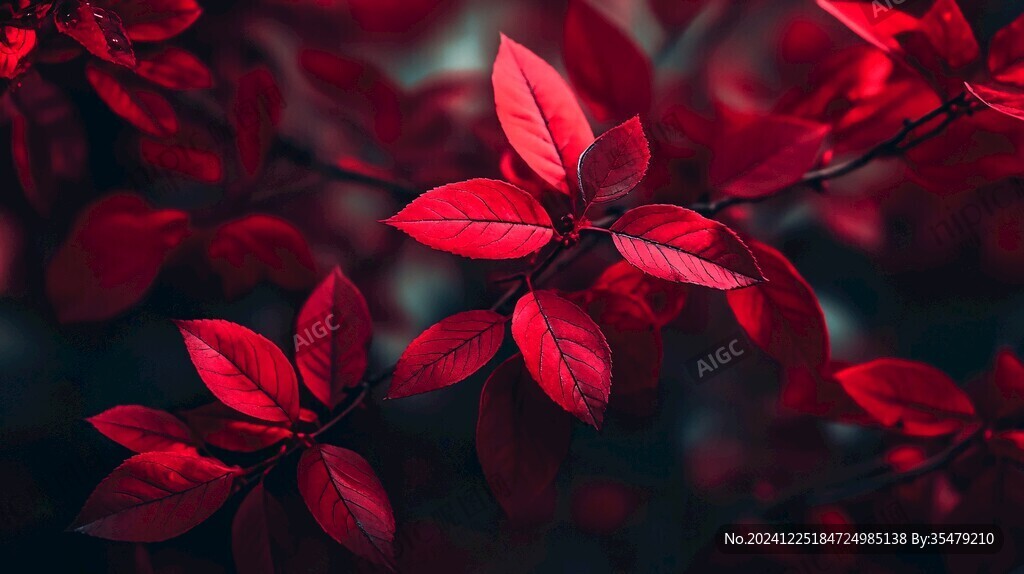紅色樹葉桌面