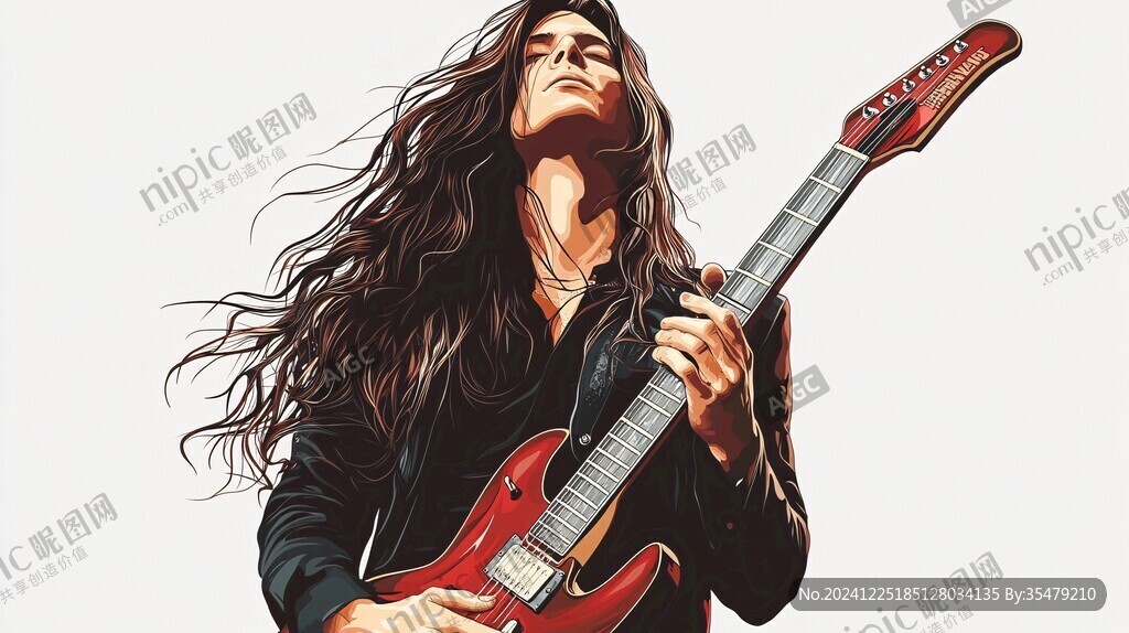 吉他人物插畫