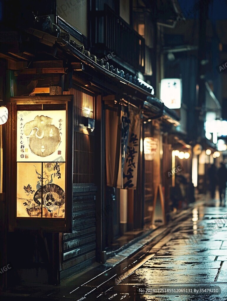 日本街道建筑夜景