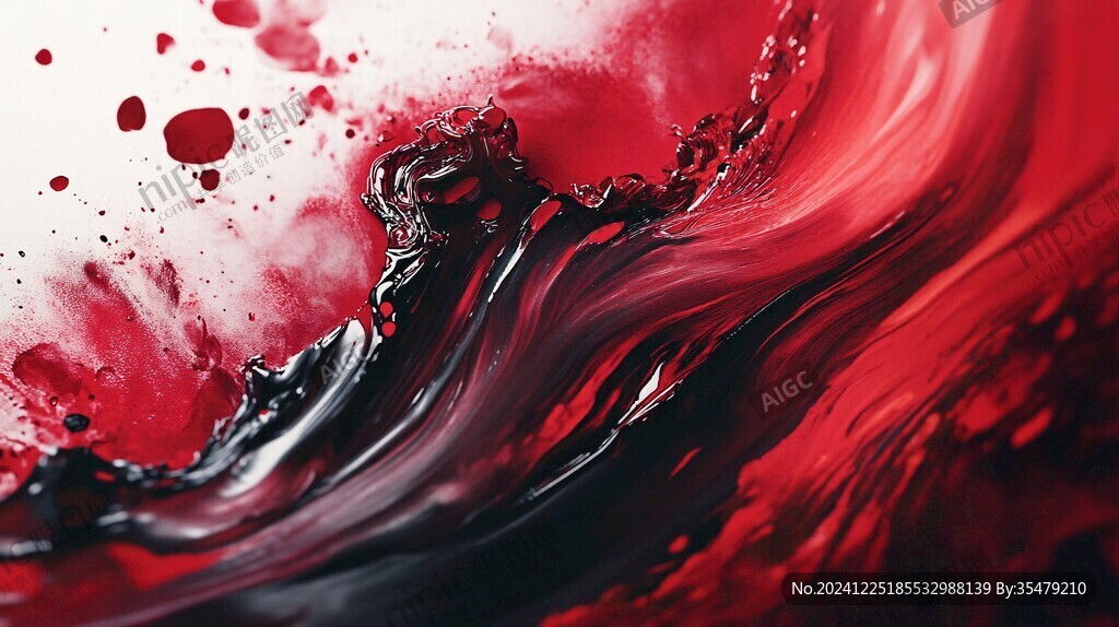 水墨暈染酒紅色炫彩
