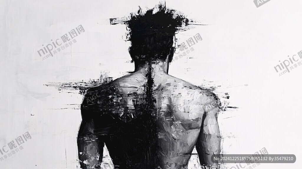 黑白人像抽象畫