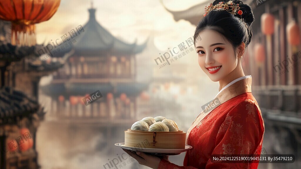 古裝漢服美女餐飲