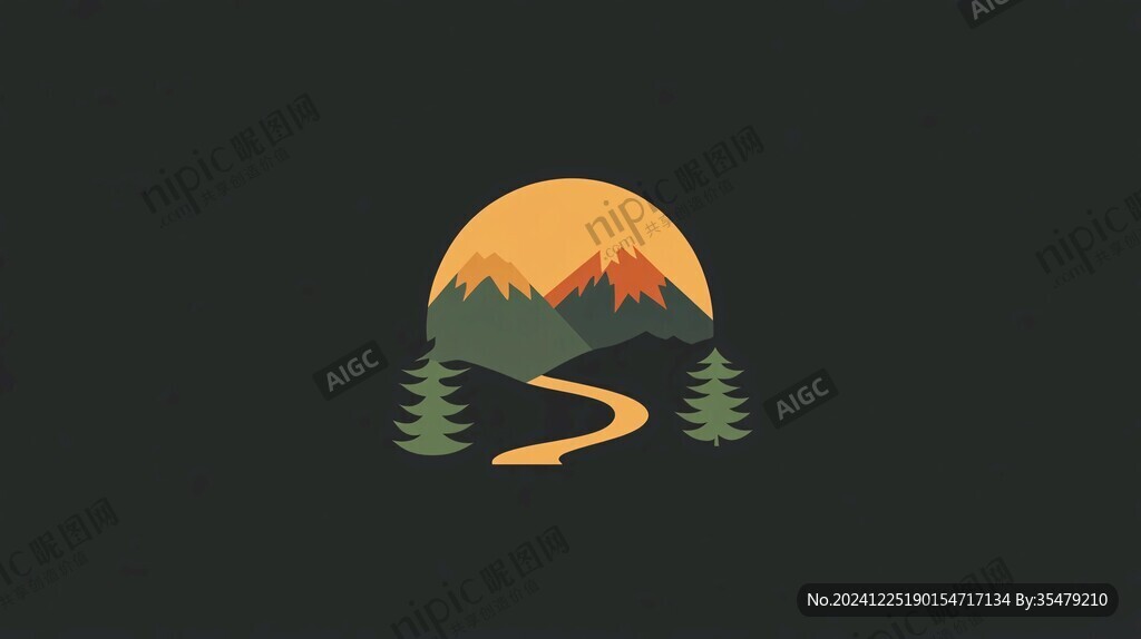 山脈插畫logo