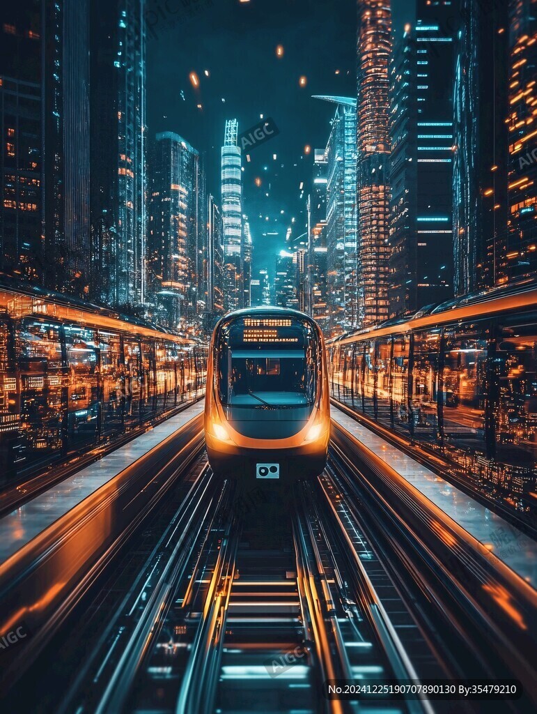 軌道交通夜景圖