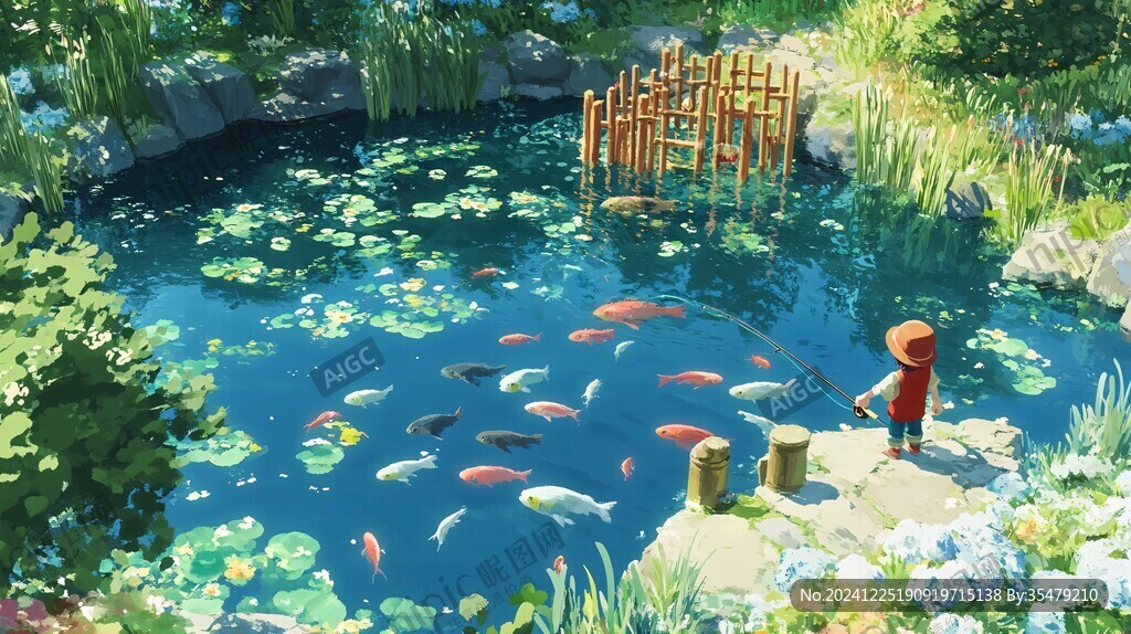 魚(yú)塘插畫