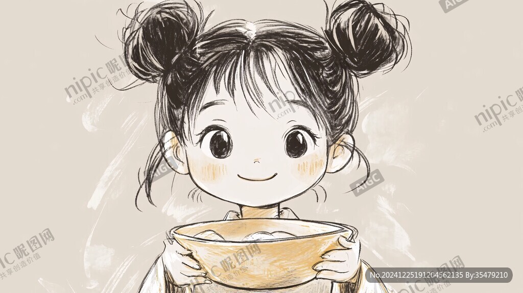 卡通女孩米線